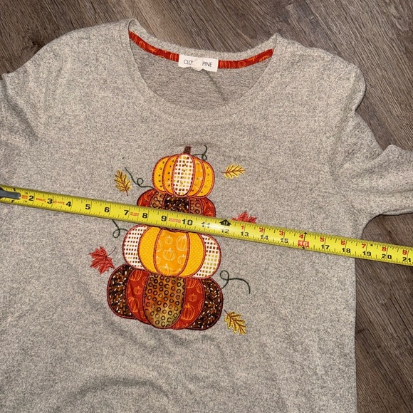 Clover + Pine • Fall Pumpkin Appliqué 3/4 Sleeve Sweater - Picture 5 of 8
